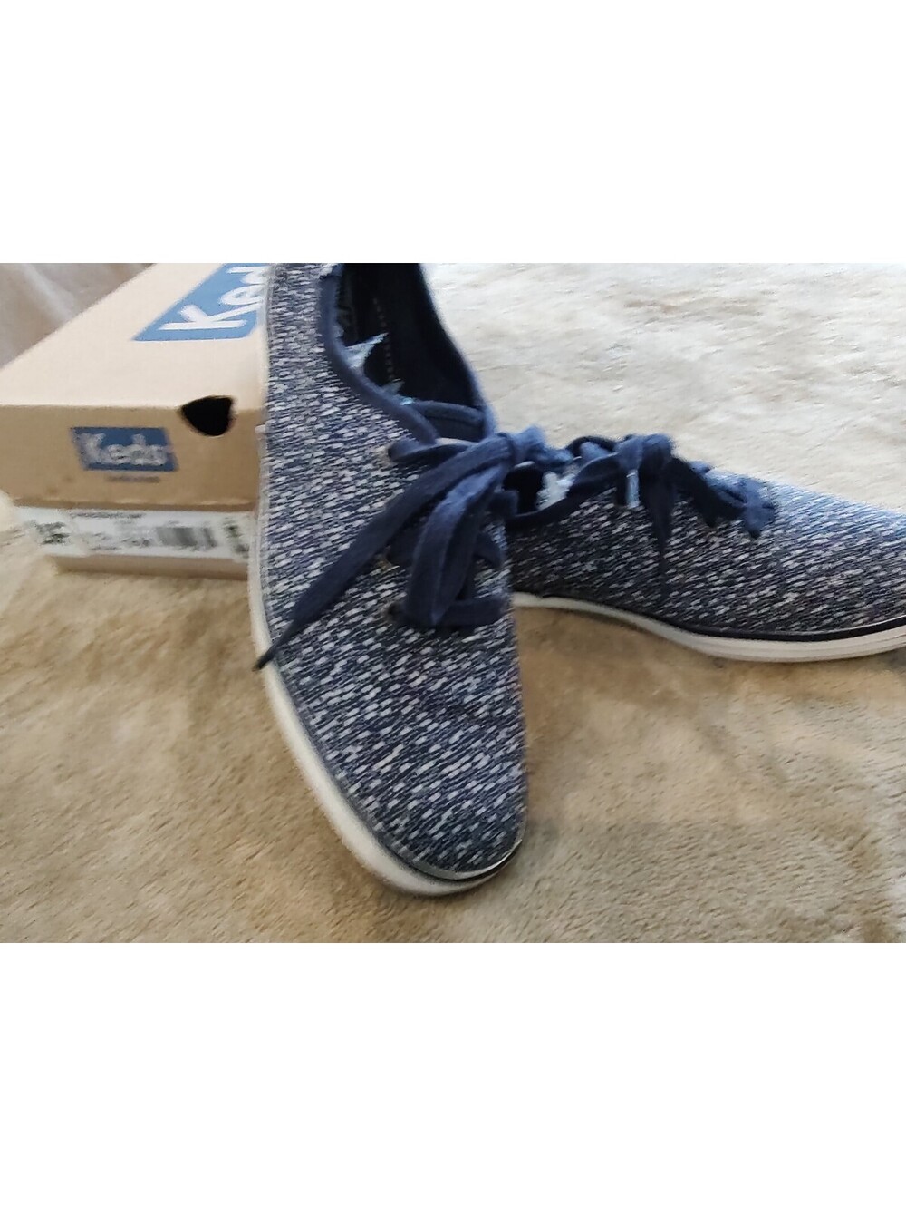 Keds Sneakers Women's Sz 9 Navy Blue and White Speckled Canvas
